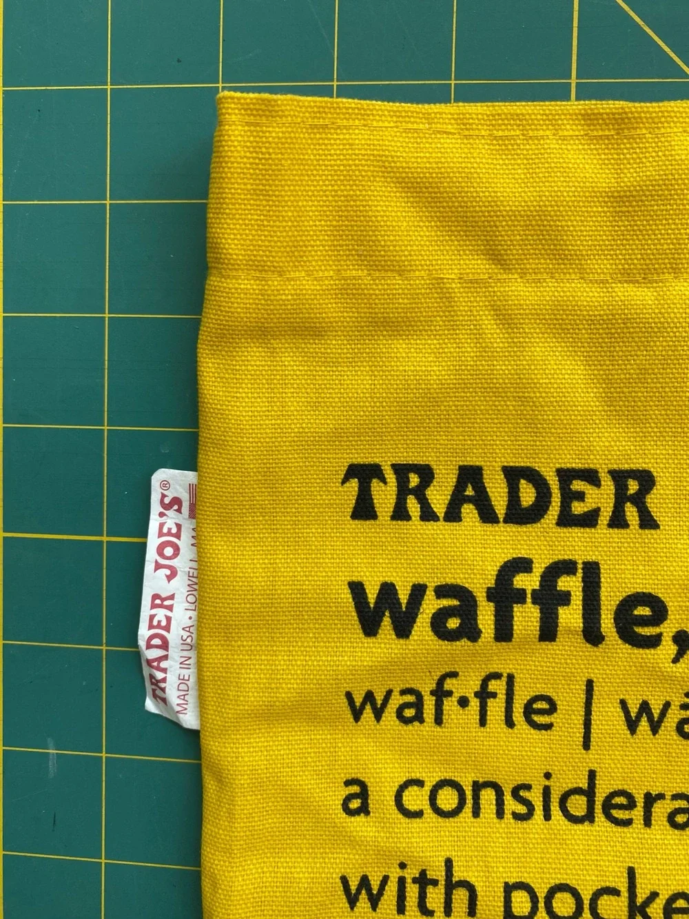 (2) Trader Joe’s Cloth Tote bags: Cheese Adventures & Waffles Toast Milk - Picture 4 of 13